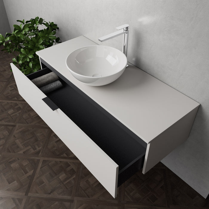 Inda - Mobile bagno L.120 con lavabo in appoggio / Bianco opaco 1 cassetto - Topazio