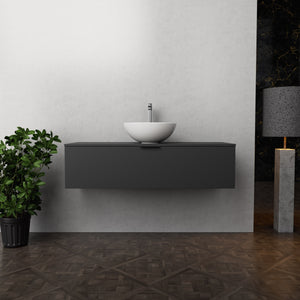 Inda - Mobile bagno L.120 con lavabo in appoggio / Nero opaco 1 cassetto - Topazio