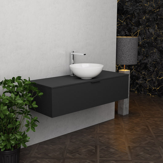 Inda - Mobile bagno L.120 con lavabo in appoggio / Nero opaco 1 cassetto - Topazio