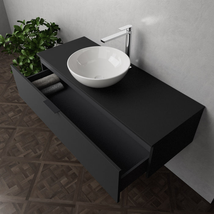 Inda - Mobile bagno L.120 con lavabo in appoggio / Nero opaco 1 cassetto - Topazio