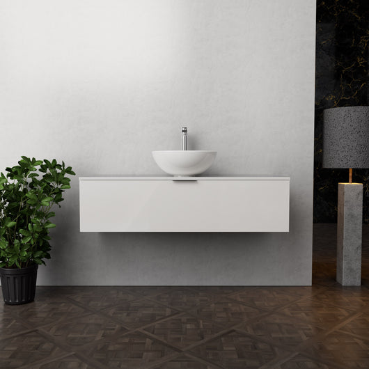 Inda - Mobile bagno L.120 con lavabo in appoggio / Bianco lucido 1 cassetto - Topazio