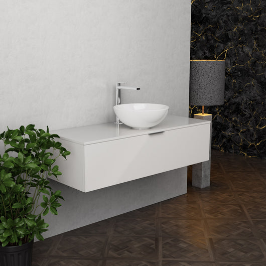 Inda - Mobile bagno L.120 con lavabo in appoggio / Bianco lucido 1 cassetto - Topazio