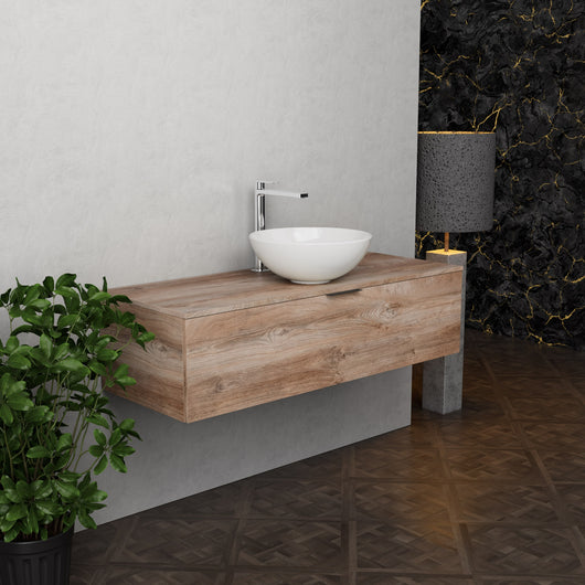 Inda - Mobile bagno L.120 con lavabo in appoggio / Rovere naturale 1 cassetto - Topazio