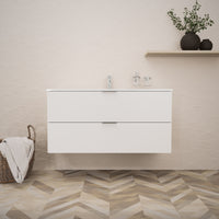 Inda - Mobile bagno L.120 con lavabo lucido / Bianco opaco 2 cassetti - Topazio