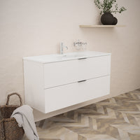 Inda - Mobile bagno L.120 con lavabo lucido / Bianco opaco 2 cassetti - Topazio