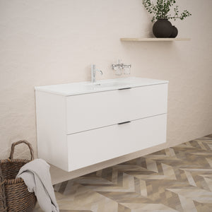 Inda - Mobile bagno L.120 con lavabo lucido / Bianco opaco 2 cassetti - Topazio