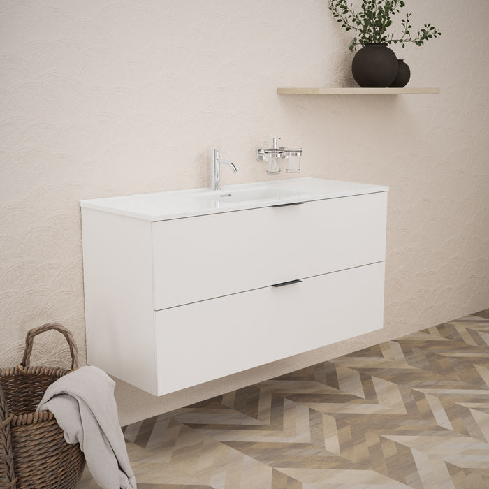 Inda - Mobile bagno L.120 con lavabo lucido / Bianco opaco 2 cassetti - Topazio