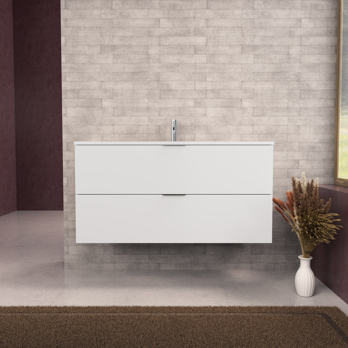 Inda - Mobile bagno L.120 con lavabo opaco / Bianco opaco 2 cassetti - Topazio