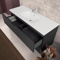 Inda - Mobile bagno L.120 con lavabo opaco / Nero opaco 2 cassetti - Topazio