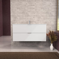 Inda - Mobile bagno L.120 con lavabo opaco / Bianco lucido 2 cassetti - Topazio
