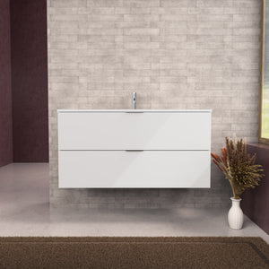 Inda - Mobile bagno L.120 con lavabo opaco / Bianco lucido 2 cassetti - Topazio