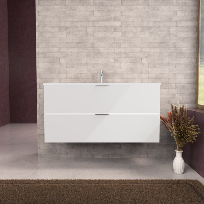 Inda - Mobile bagno L.120 con lavabo opaco / Bianco lucido 2 cassetti - Topazio