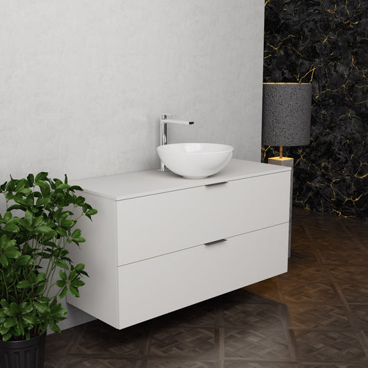 Inda - Mobile bagno L.120 con lavabo in appoggio / Bianco opaco 2 cassetti - Topazio