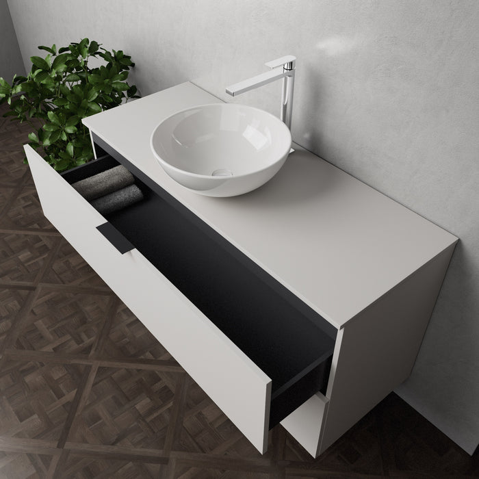 Inda - Mobile bagno L.120 con lavabo in appoggio / Bianco opaco 2 cassetti - Topazio