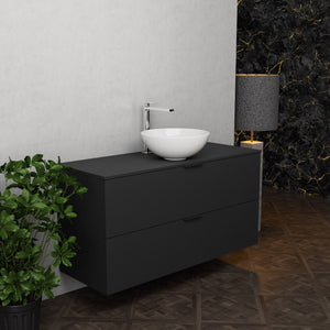 Inda - Mobile bagno L.120 con lavabo in appoggio / Nero opaco 2 cassetti - Topazio
