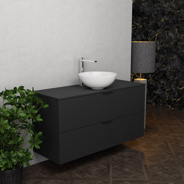 Inda - Mobile bagno L.120 con lavabo in appoggio / Nero opaco 2 cassetti - Topazio