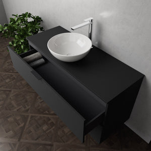 Inda - Mobile bagno L.120 con lavabo in appoggio / Nero opaco 2 cassetti - Topazio