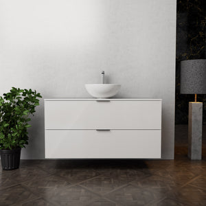 Inda - Mobile bagno L.120 con lavabo in appoggio / Bianco lucido 2 cassetti - Topazio