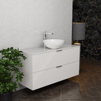 Inda - Mobile bagno L.120 con lavabo in appoggio / Bianco lucido 2 cassetti - Topazio