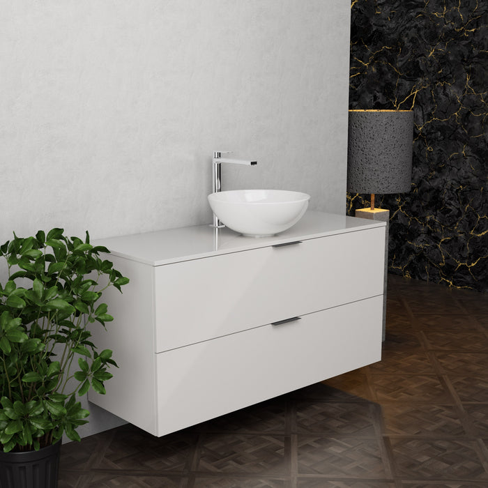Inda - Mobile bagno L.120 con lavabo in appoggio / Bianco lucido 2 cassetti - Topazio