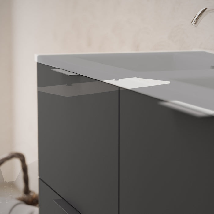 Inda - Mobile bagno L.120 con doppio lavabo lucido / Nero opaco 4 cassetti - Topazio