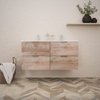 Inda - Mobile bagno L.120 con doppio lavabo lucido / Rovere naturale 4 cassetti - Topazio