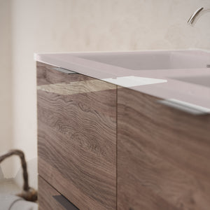 Inda - Mobile bagno L.120 con doppio lavabo lucido / Rovere castano 4 cassetti - Topazio