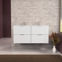 Inda - Mobile bagno L.120 con doppio lavabo opaco / Bianco opaco 4 cassetti - Topazio