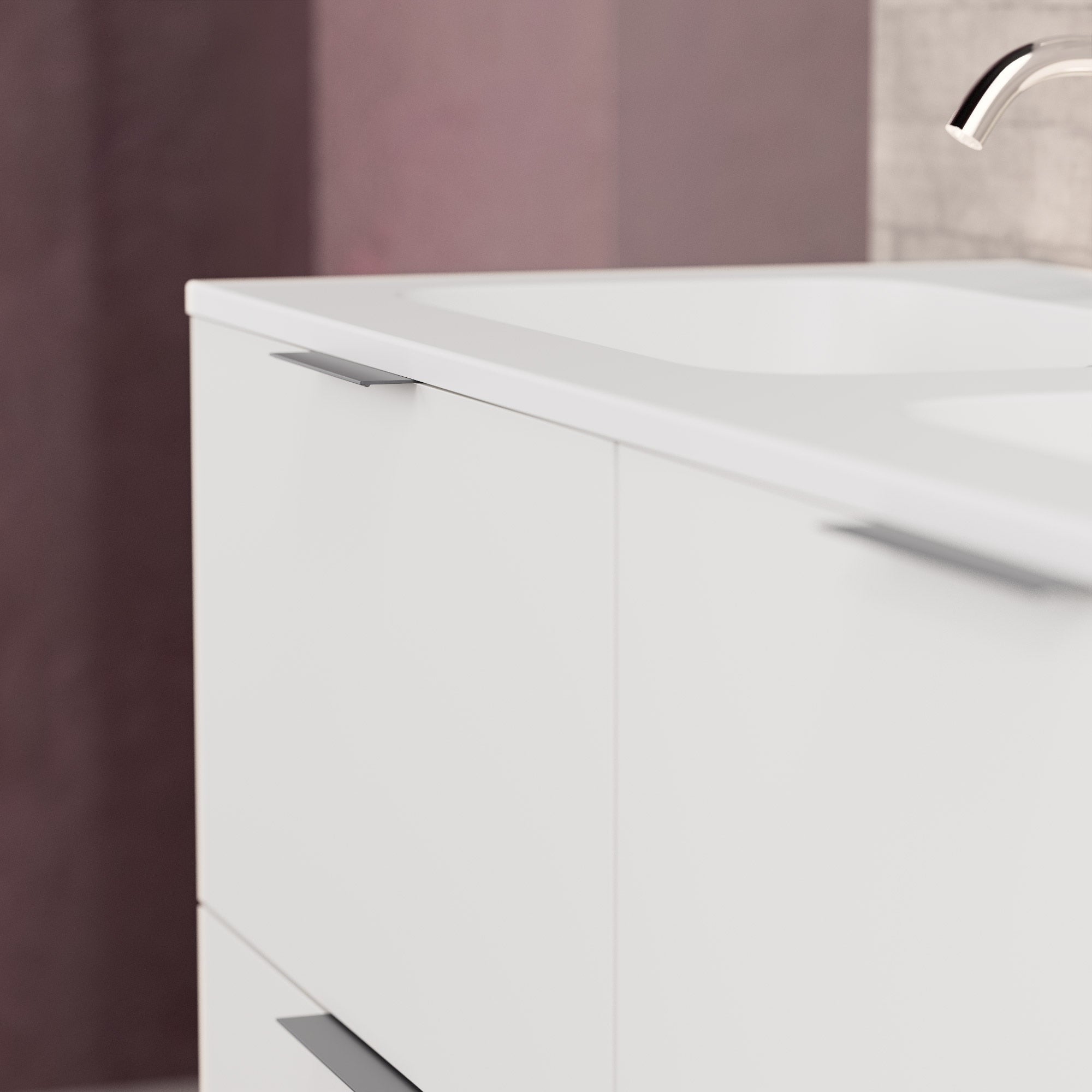 Inda - Mobile bagno L.120 con doppio lavabo opaco / Bianco opaco 4 cassetti - Topazio
