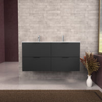 Inda - Mobile bagno L.120 con doppio lavabo opaco / Nero opaco 4 cassetti - Topazio