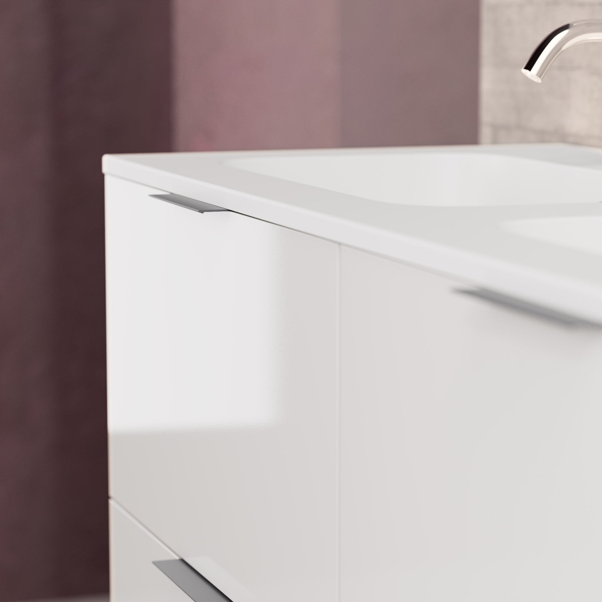 Inda - Mobile bagno L.120 con doppio lavabo opaco / Bianco lucido 4 cassetti - Topazio