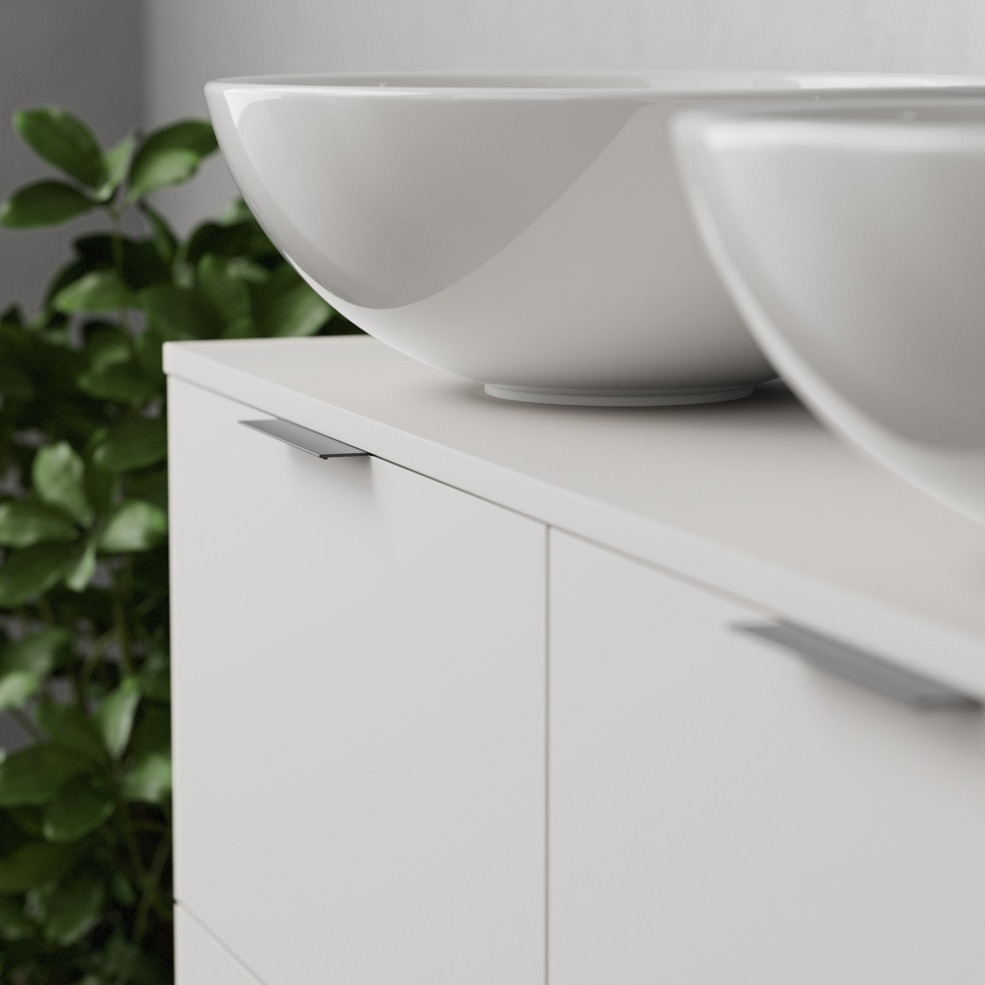 Inda - Mobile bagno L.120 con doppio lavabo in appoggio / Bianco opaco 4 cassetti - Topazio