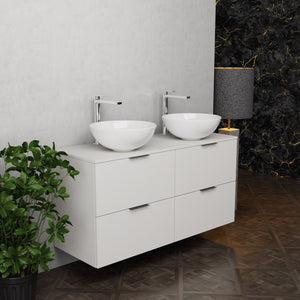 Inda - Mobile bagno L.120 con doppio lavabo in appoggio / Bianco opaco 4 cassetti - Topazio
