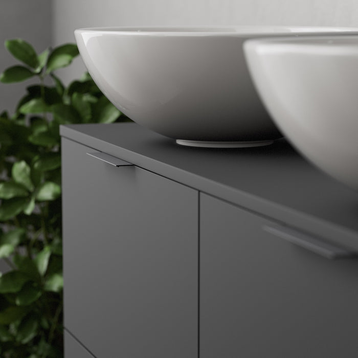 Inda - Mobile bagno L.120 con doppio lavabo in appoggio / Nero opaco 4 cassetti - Topazio