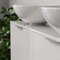 Inda - Mobile bagno L.120 con doppio lavabo in appoggio / Bianco lucido 4 cassetti - Topazio