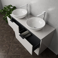 Inda - Mobile bagno L.120 con doppio lavabo in appoggio / Bianco lucido 4 cassetti - Topazio
