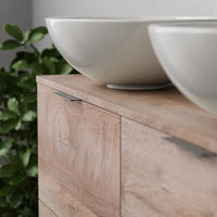 Inda - Mobile bagno L.120 con doppio lavabo in appoggio / Rovere naturale 4 cassetti - Topazio