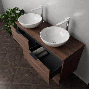 Inda - Mobile bagno L.120 con doppio lavabo in appoggio / Rovere castano 4 cassetti - Topazio