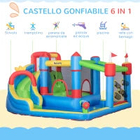 Castello Gonfiabile per Bambini con Scivolo, Trampolino e Piscina, 390x300x197cm