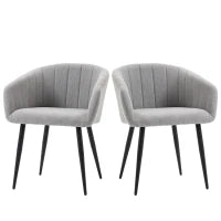 Set 2 Sedie Imbottite Moderne con Rivestimento in Tessuto per Soggiorno e Salotto, Grigio Chiaro
