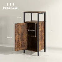 Comodino Industriale con 2 Ripiani e Scaffale Interno Regolabile, in Legno e Acciaio, 34x30x80 cm, Marrone