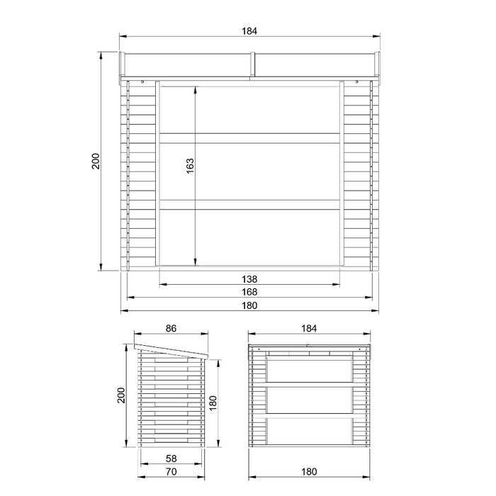 Legnaia da Esterno in Legno - 86x184xA200 cm/2 m3 TIMBELA M201