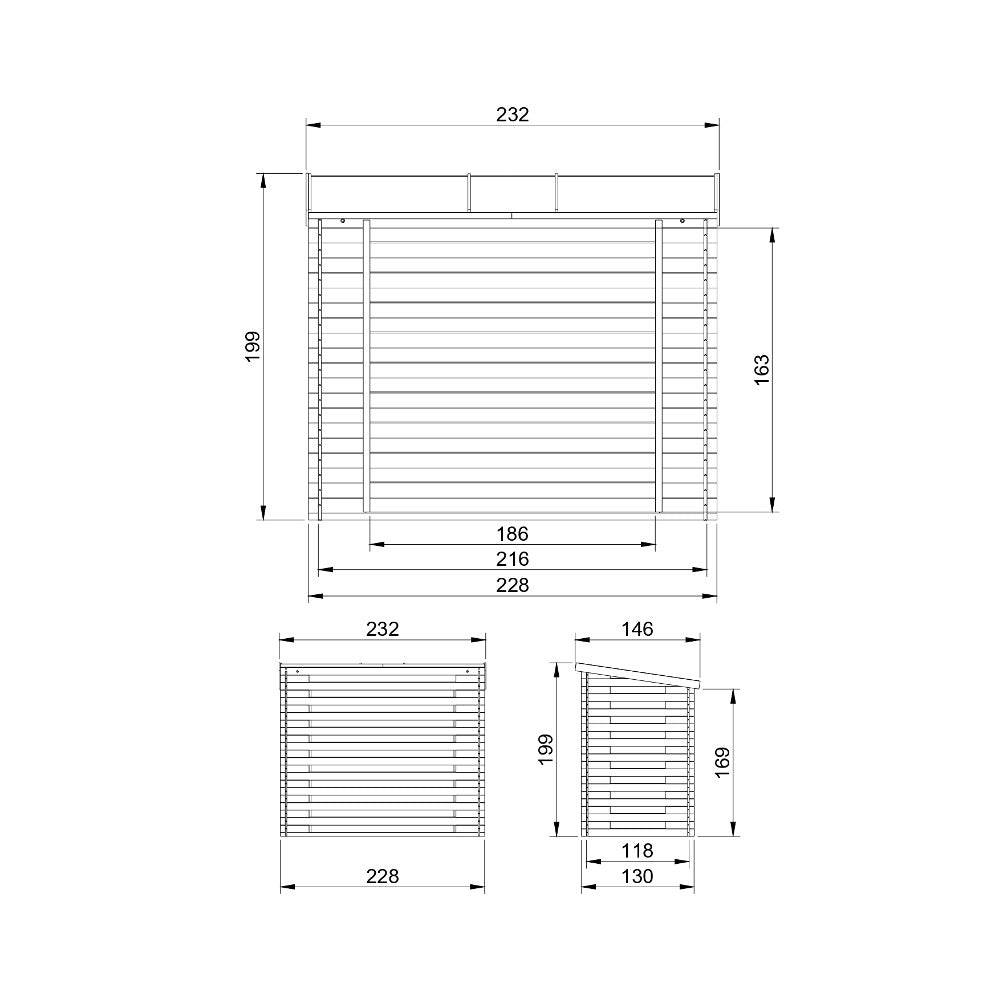 Legnaia da Esterno in Legno - 146x232xA199 cm/5 m3 TIMBELA M202
