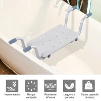 Sedile per Vasca in Lega di Alluminio e Plastica, Sgabello per Vasca da Bagno Larghezza Regolabile 73-83cm, Max. Carico 150kg