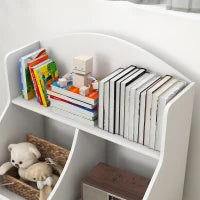 Libreria per Bambini a 2 Livelli con Cassetto su Ruote per Giochi e Libri, 62x40x88 cm, Bianco