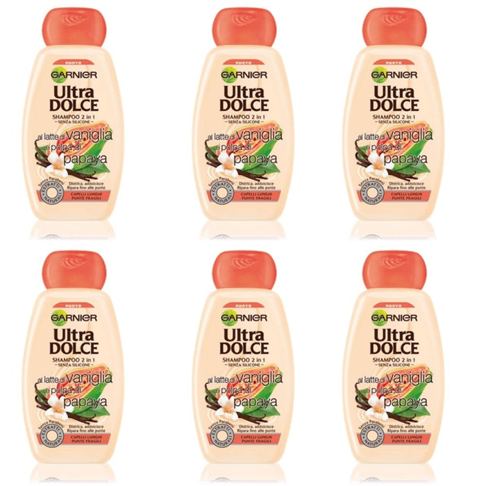 Shampoo 2in1 garnier ultra dolce latte di vaniglia 6 confezioni da 300 ml