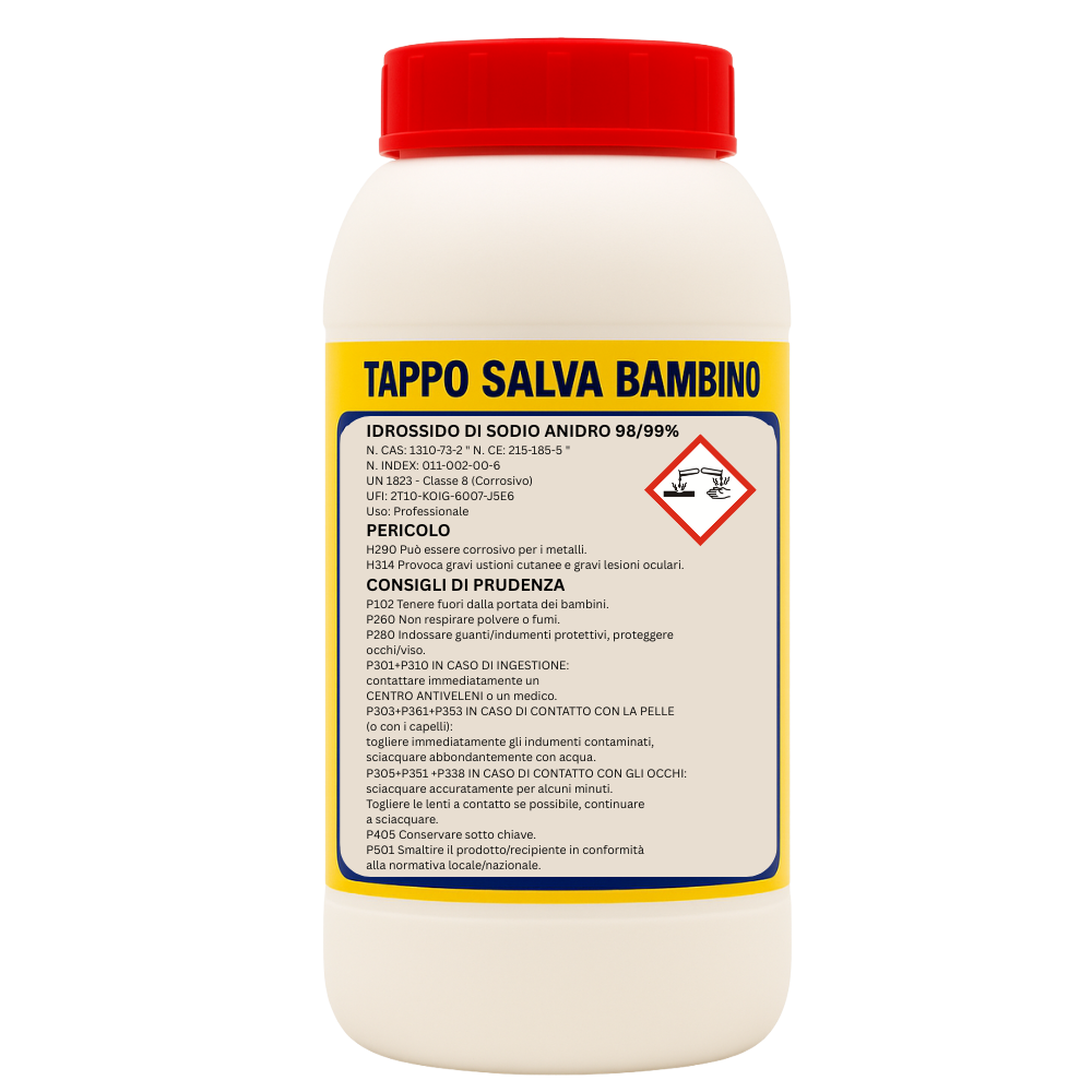 Soda caustica sporco ostinato in scaglie formato 1 kg pezzi 2