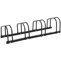 Rastrelliera Portabiciclette Parcheggio per 4 Biciclette in Acciaio, 110x33x27 cm, Nero