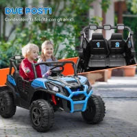 Macchina Elettrica per Bambini 24V a 2 Posti con Telecomando e 3 Velocità, Età 3-8 Anni, Blu