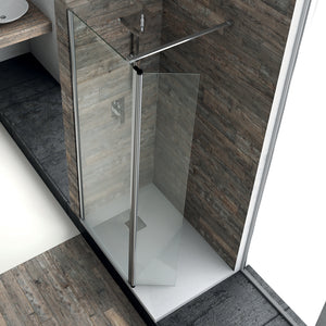 Ogomondo walk-in doccia con anta basculante e staffa cristallo 8 mm *** misure 127-129xh200 cm, confezione 1